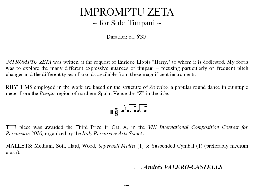 IMPROMPTU ZETA for Solo Timpani