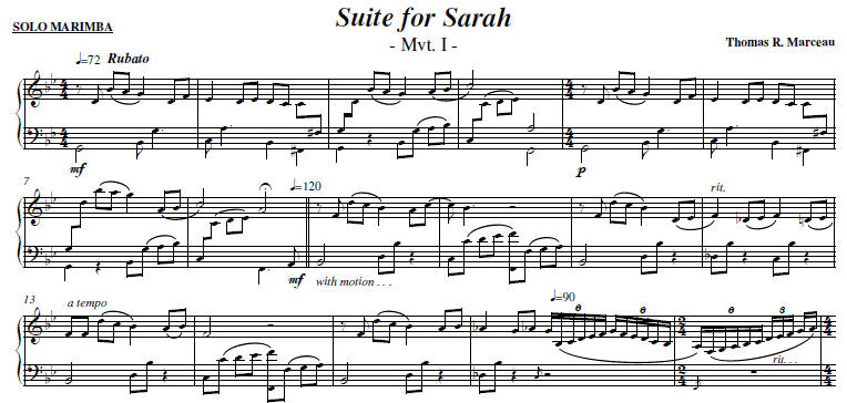 Suite for Sarah - Mvt. I, score excerpt