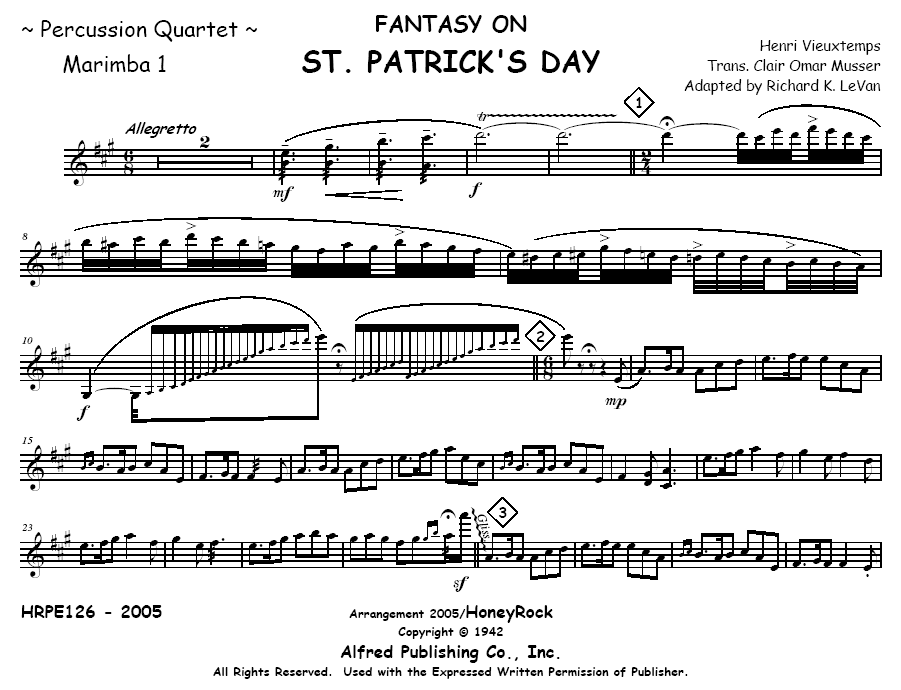 Fantasy on St. Patrick's Day for Marimba Trio and Bodhran