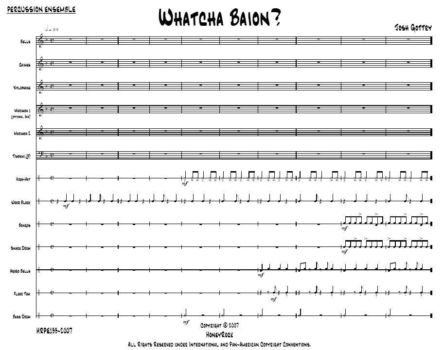 Whatcha Baion? for Percussion Ensemble, 9-13 or More Players