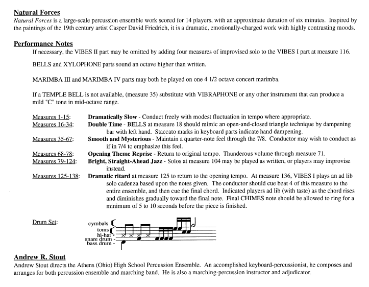 Natural Forces for Percussion Ensemble