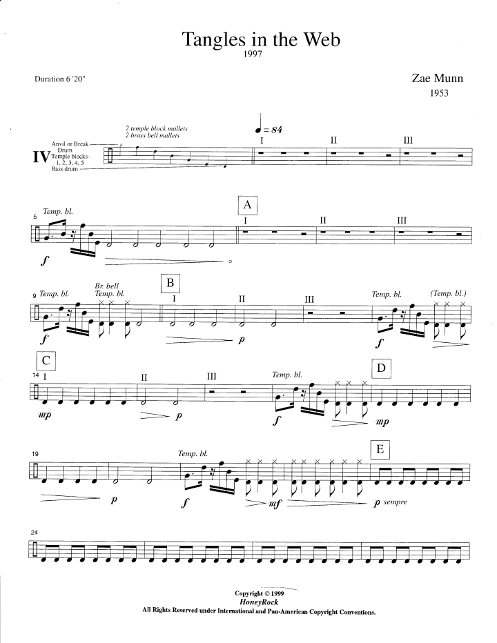 Tangles in the Web for Percussion Ensemble - Six Players