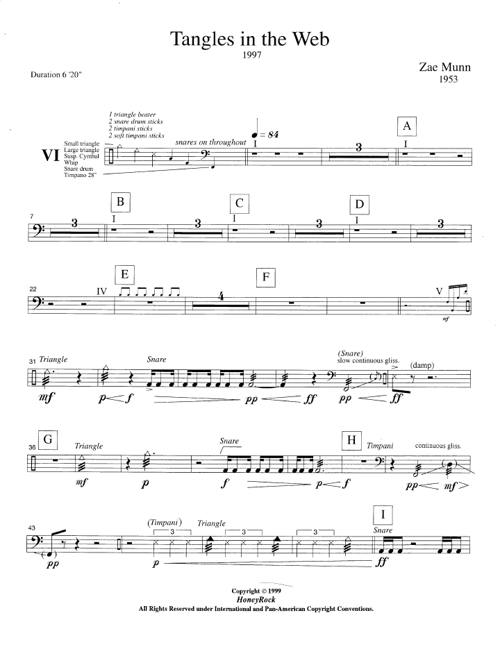 Tangles in the Web for Percussion Ensemble - Six Players