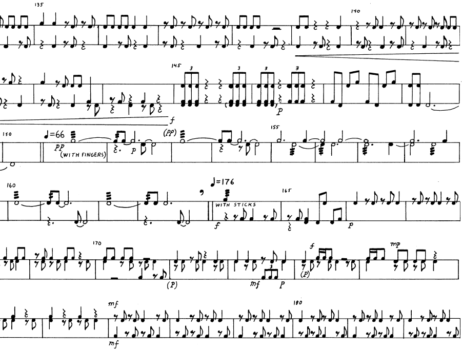 TAMBOLEO for Solo Percussion, Score Sample