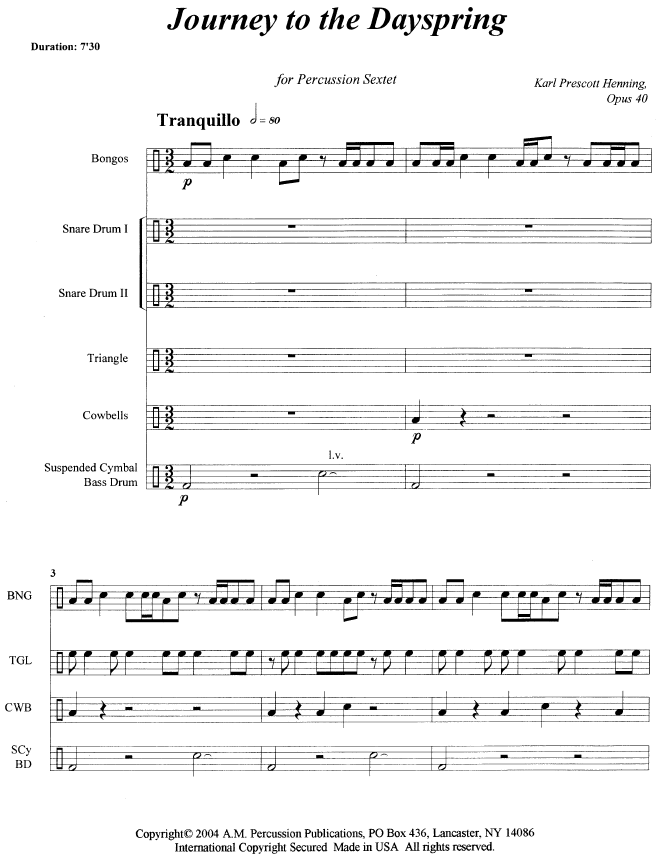 Journey to the Dayspring for Percussion Ensemble