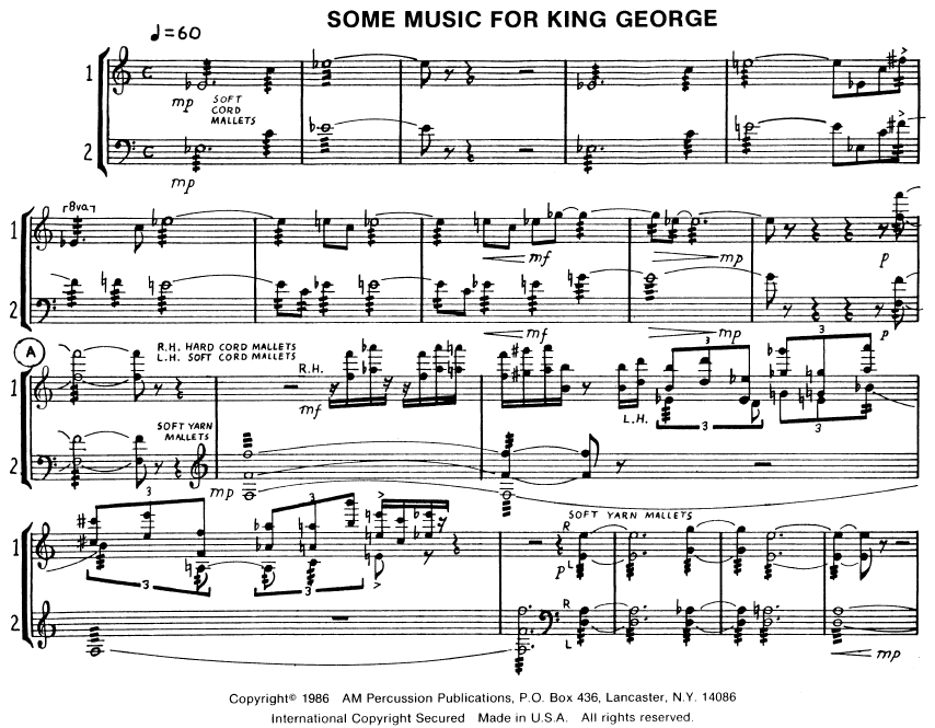 Some Music for King George - Marimba, Four Hands