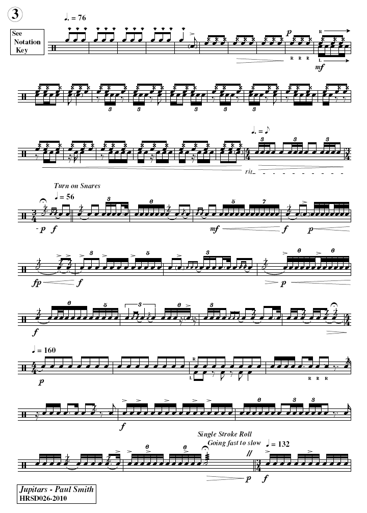 JUPITARS for Solo Snare Drum, Paul Smith