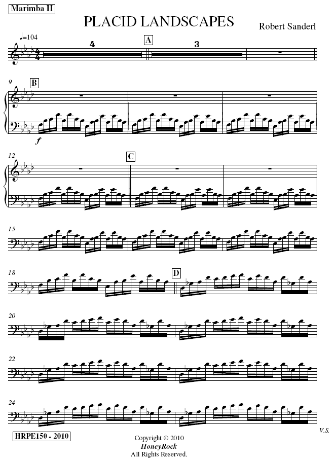 PLACID LANDSCAPES for Marimba Quartet