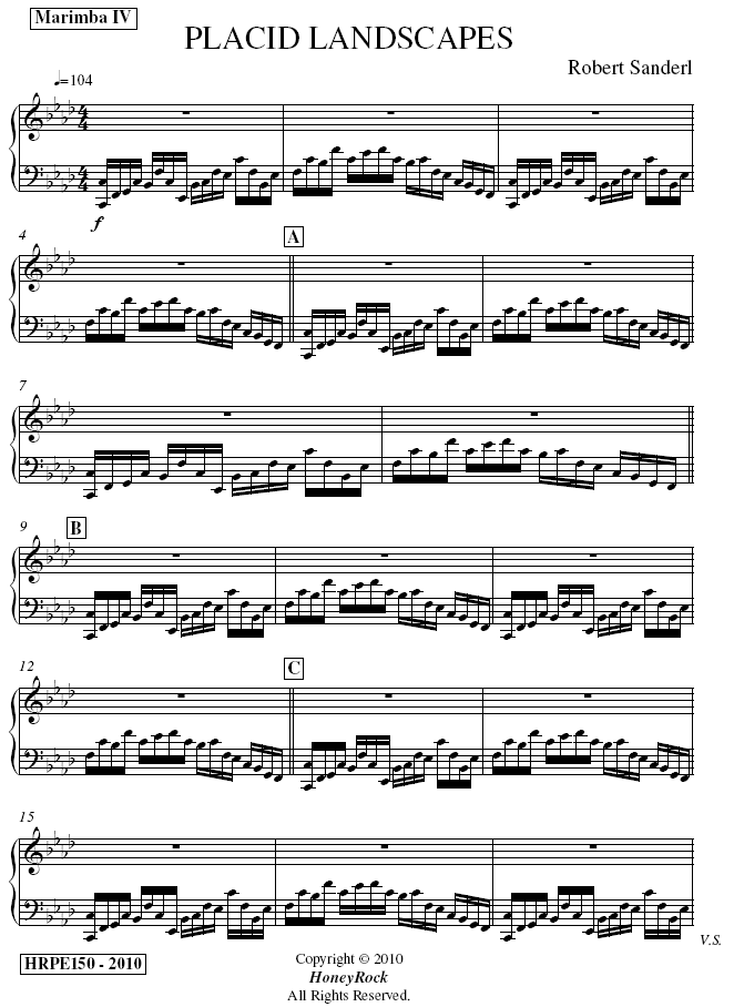 PLACID LANDSCAPES for Marimba Quartet