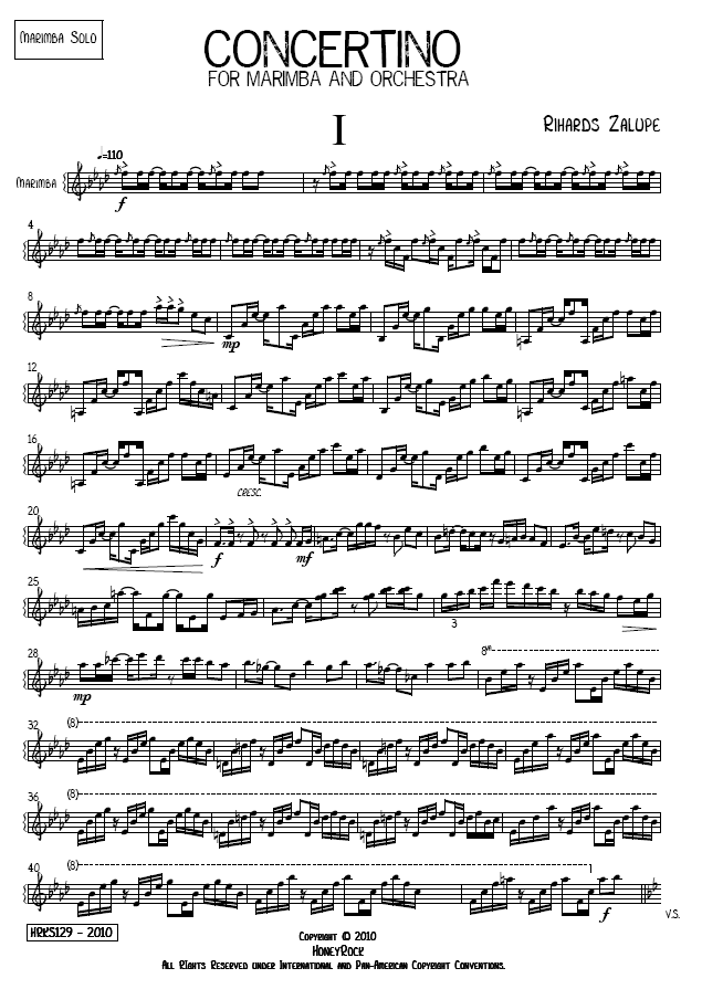 Concertino for Marimba and Orchestra, Movement No. 1