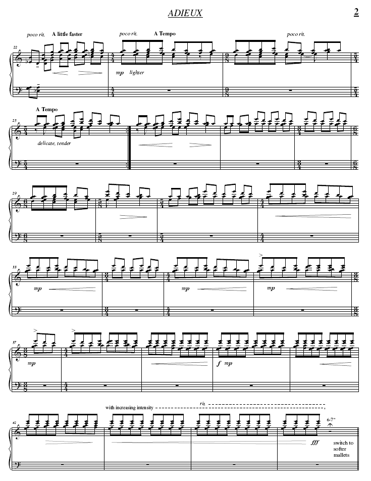 ADIEUX for Solo Marimba