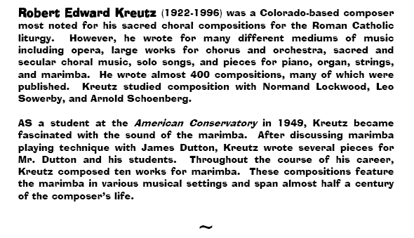 LOOSE CANNONS, A Collection for Solo Marimba, Robert E. Kreutz