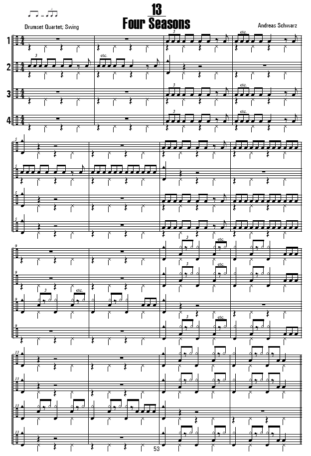 34 TRIOS and QUARTETS for DRUMSET(S)