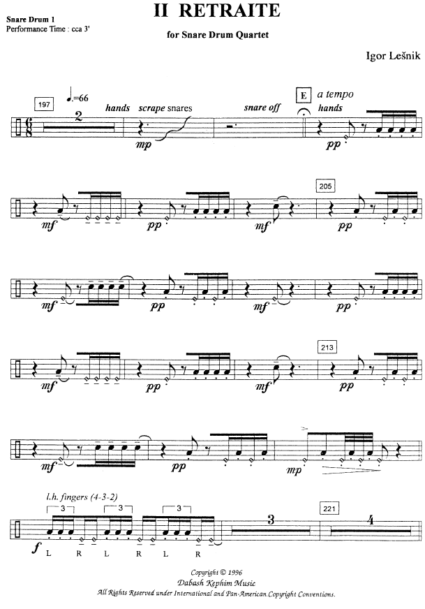 Chamade Suite for Snare Drum Quartet