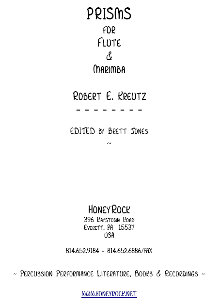 PRISMS for Flute and Marimba, Robert E. Kreutz