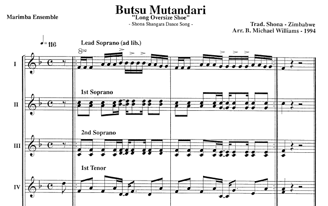 Three Shona Songs for Marimba Ensemble