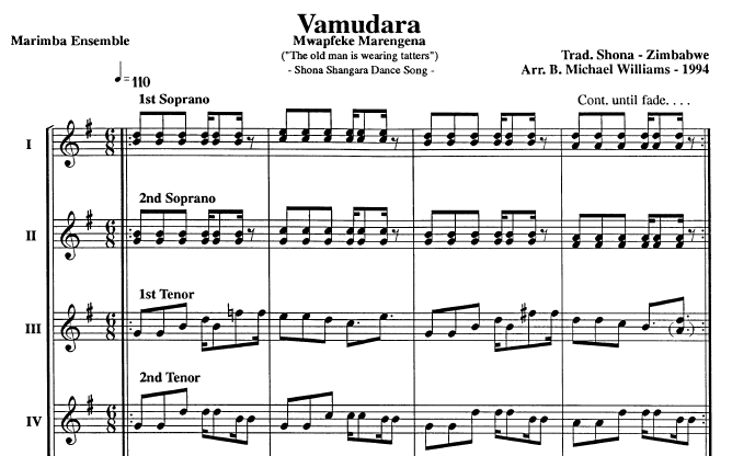 Three Shona Songs for Marimba Ensemble