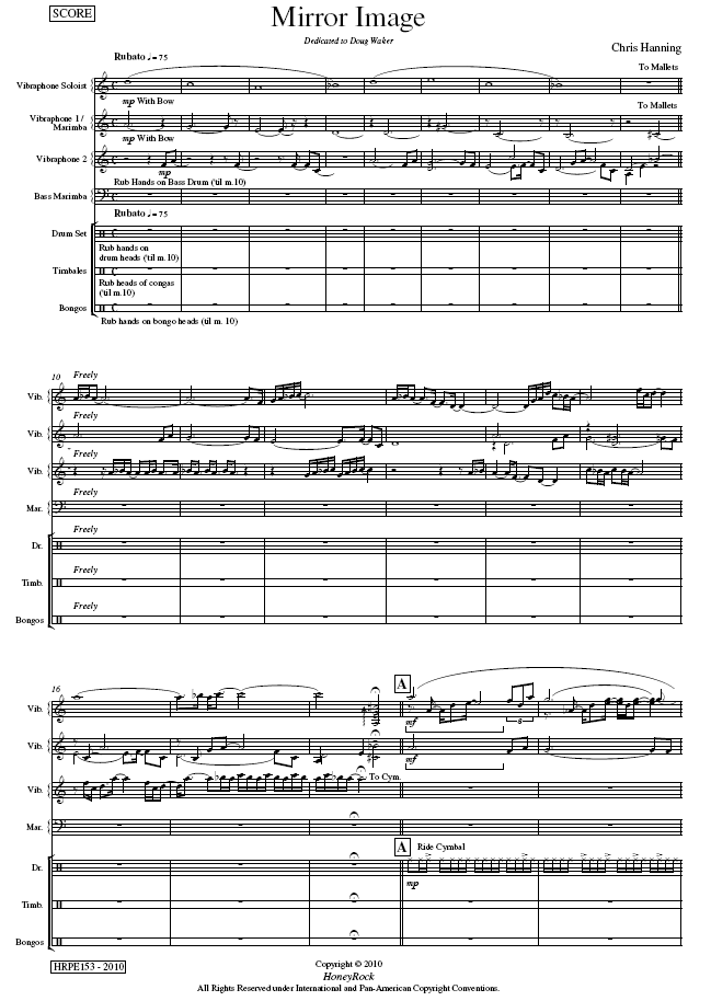 Mirror Image: Vibraphone Solo with Percussion Ensemble, Chris Hanning