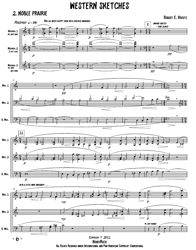 WESTERN SKETCHES for Marimba Trio, Robert E. Kreutz