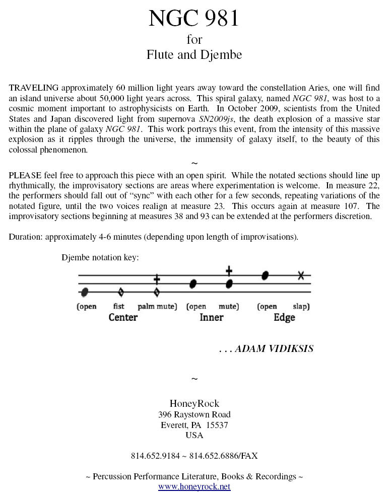 NGC 981 for Flute and Djembe