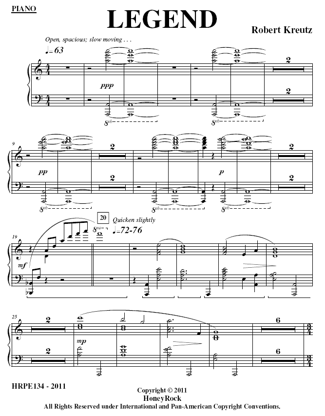 LEGEND for Marimba Ensemble, Robert E. Kreutz