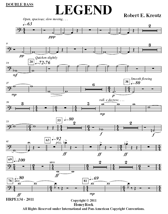 LEGEND for Marimba Ensemble, Robert E. Kreutz