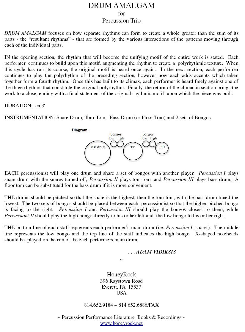 DRUM AMALGAM for Percussion Trio
