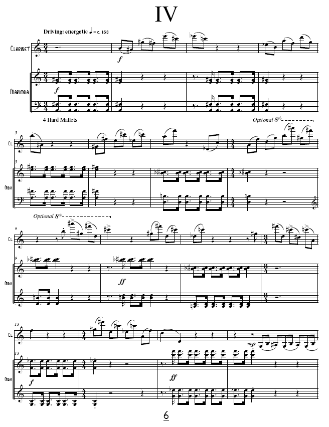 PRISMS for B-Flat Clarinet and Marimba, Robert E. Kreutz