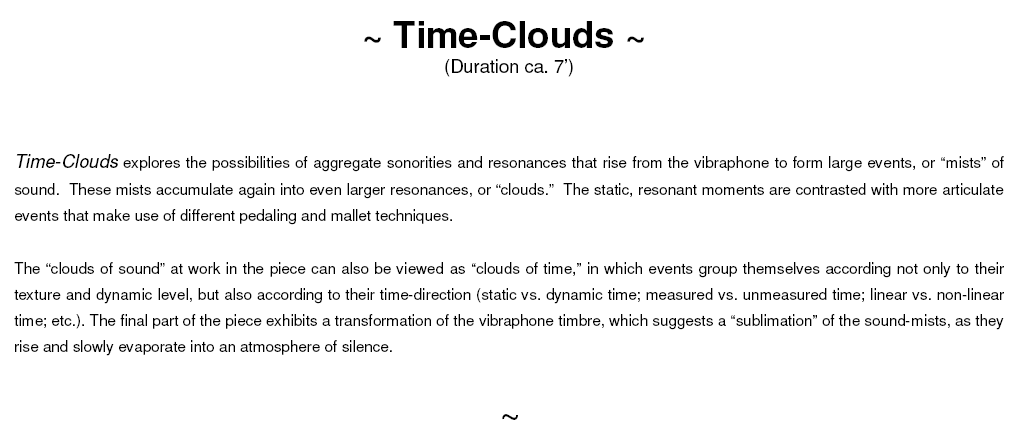 TIME-CLOUDS for Solo Vibraphone