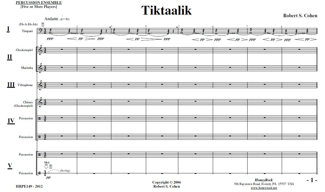 Tiktaalik for Percussion Quintet