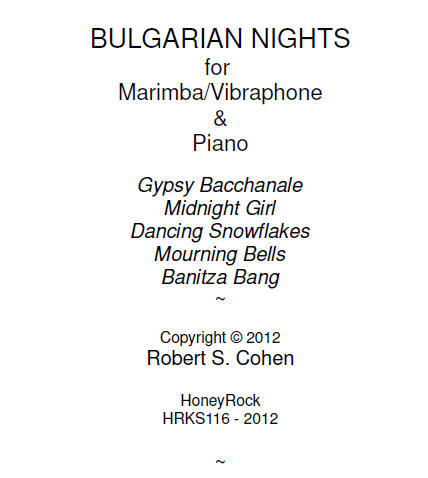 Bulgarian Nights for Marimba/Vibraphone and Piano