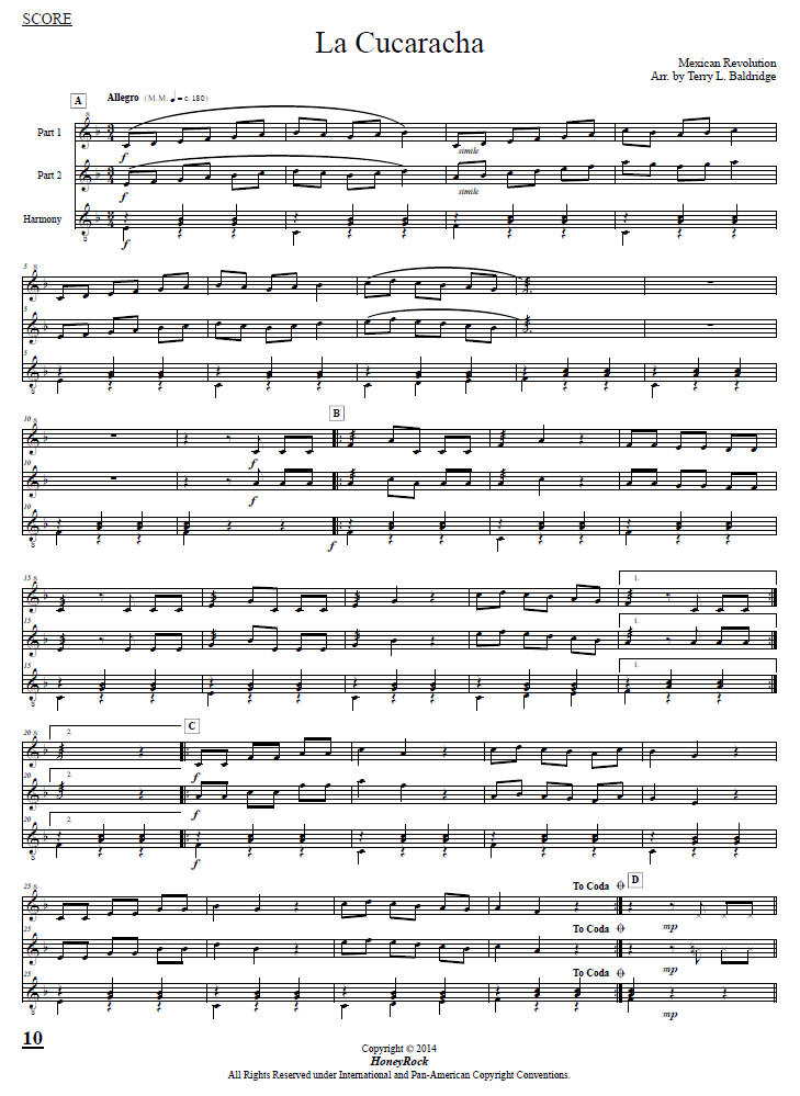 SONGS of the MEXICAN REVOLUTION - arr. for 3 players on one Marimba