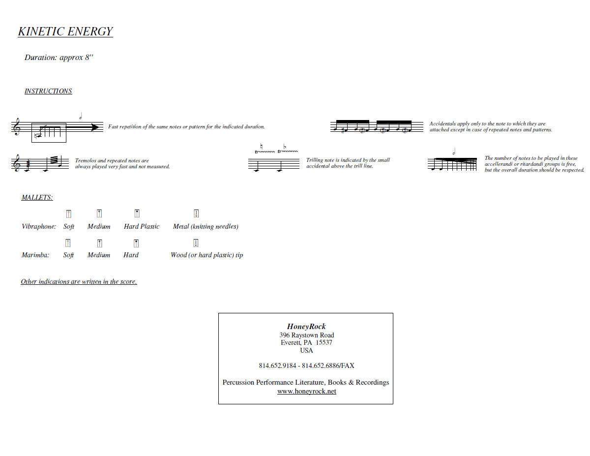 KINETIC ENERGY for Vibraphone and Marimba