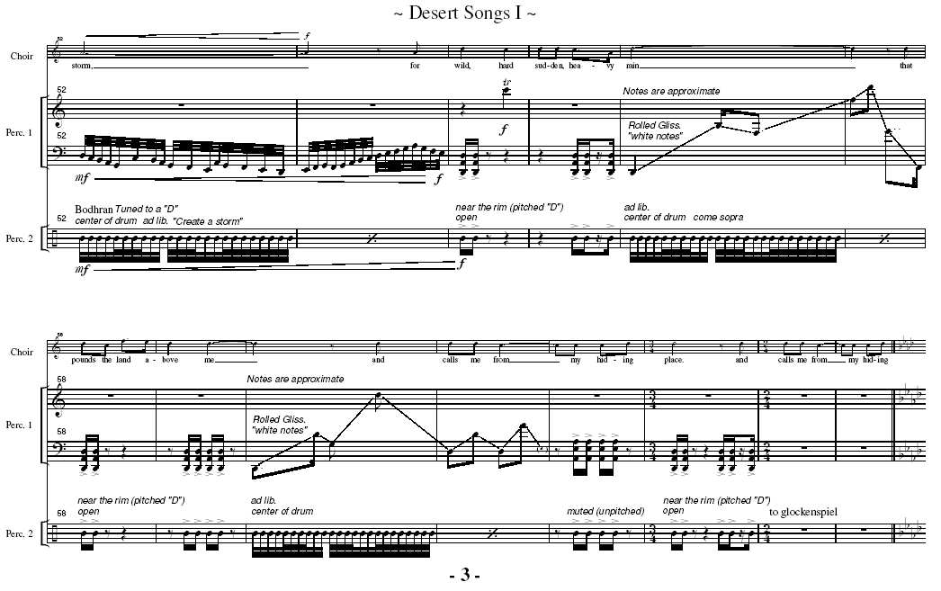 Desert Songs I,  for Choir and Percussion