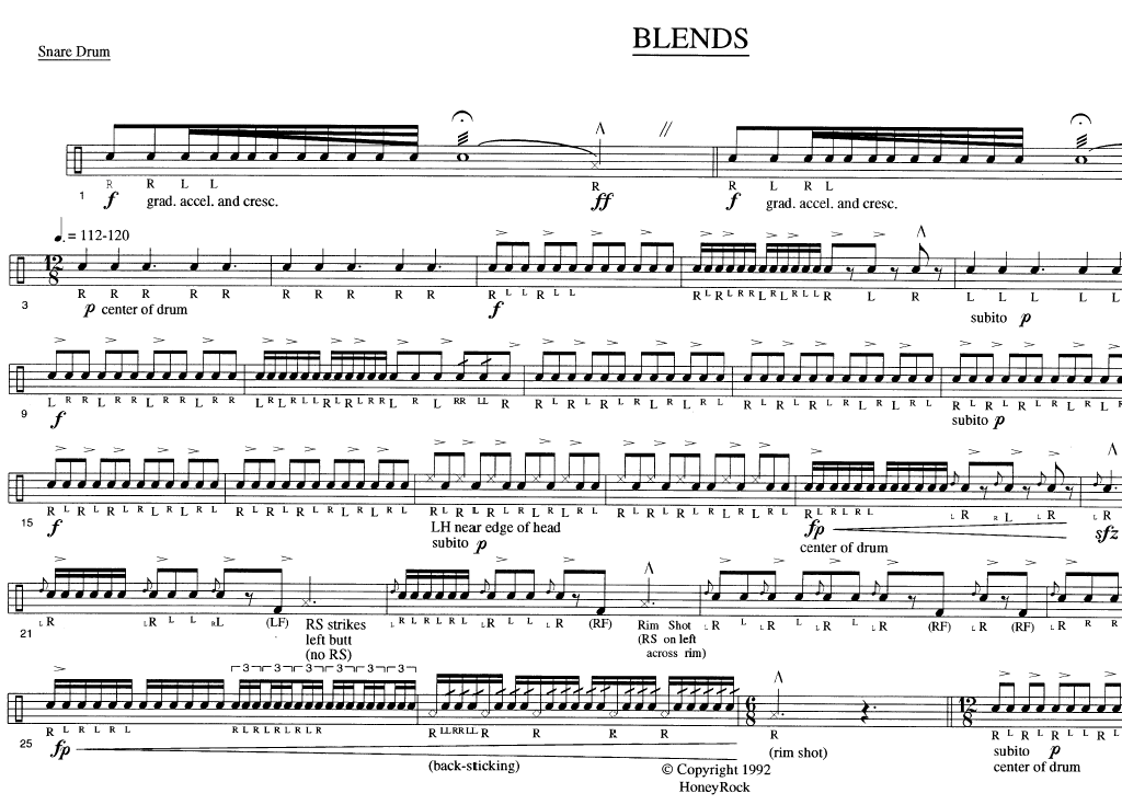 Blends for Solo Snare Drum