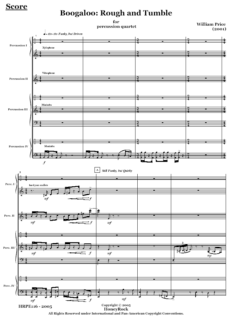 Boogaloo: Rough and Tumble for Percussion Ensemble, William Price