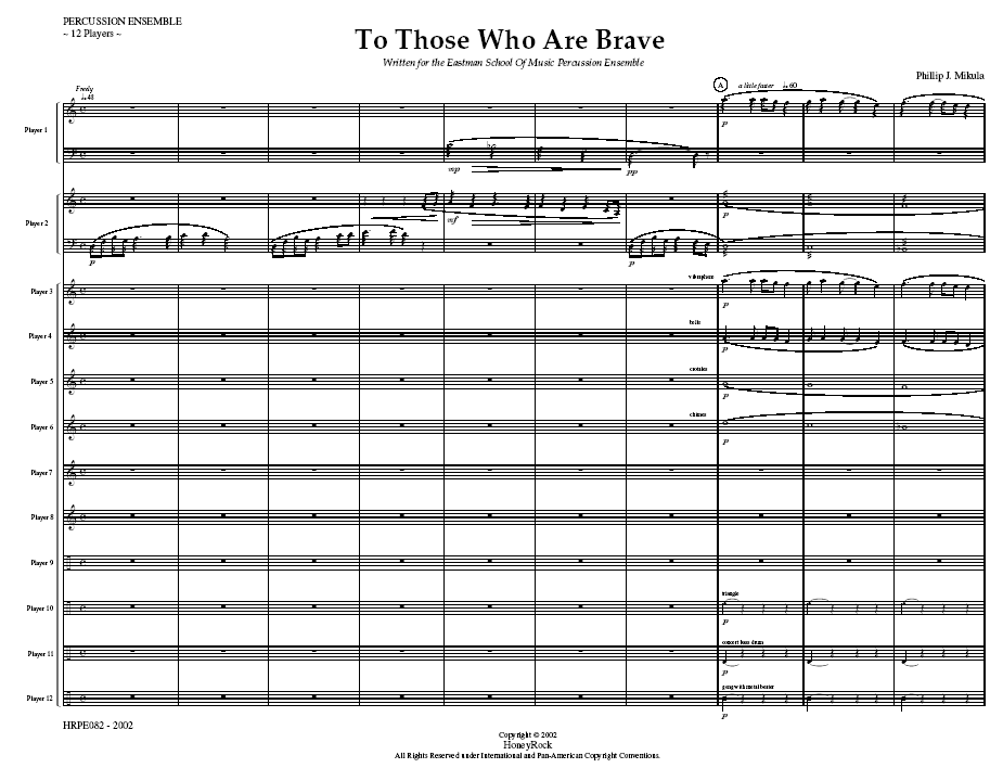 To Those Who Are Brave for Percussion Ensemble, 12 Players