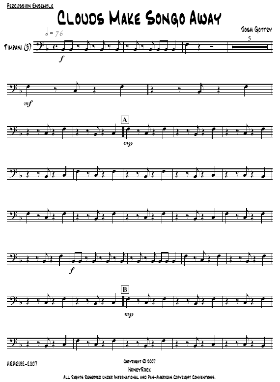 Clouds Make Songo Away for Percussion Ensemble, 8-13 Players