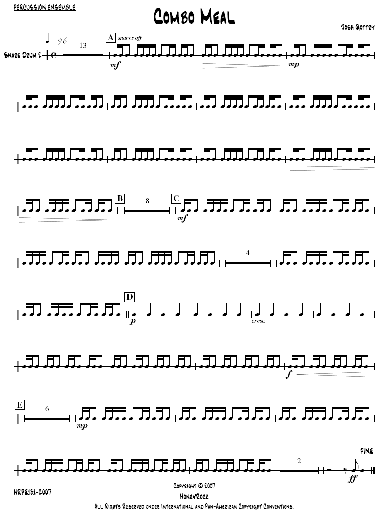 Combo Meal for Percussion Ensemble, 11-14 or More Players