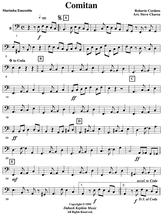 Comitan for Marimba Quartet