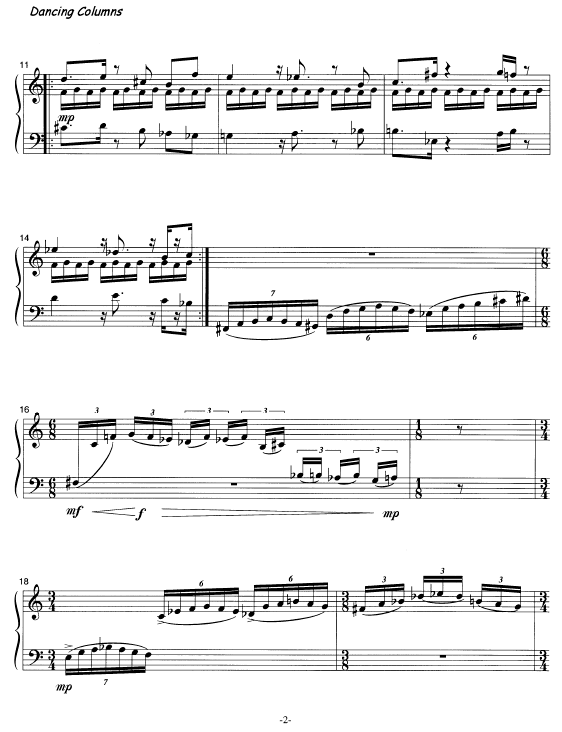 Dancing Columns for Solo Marimba