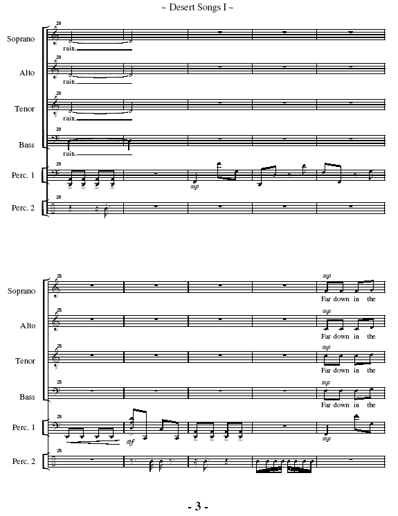 Desert Songs I,  for Choir and Percussion