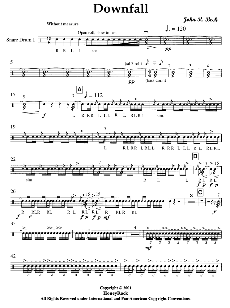 DOWNFALL for Snare Drum Ensemble