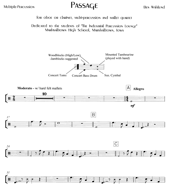 Passage, Multiple-Percussion excerpt