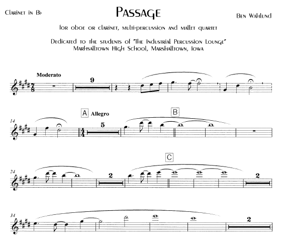 Passage, Clarinet excerpt