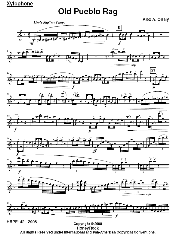 Old Pueblo Rag for Percussion Quintet