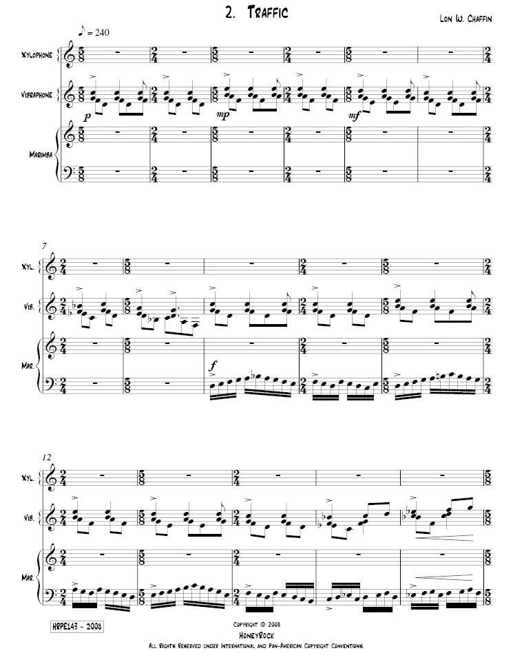 Urban Sketches for Percussion Trio, Lon W. Chaffin