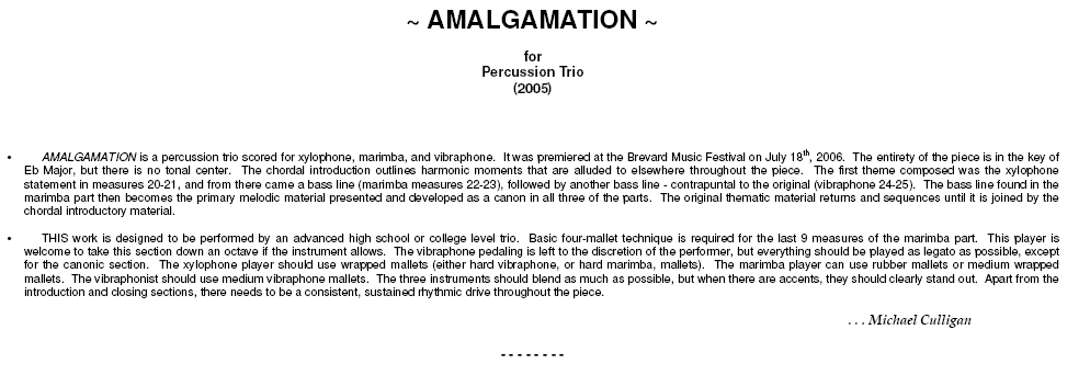 Amalgamation for Percussion Trio