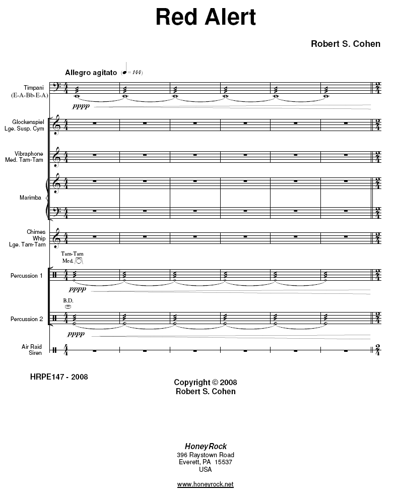 Red Alert for Percussion Ensemble - Eight Players