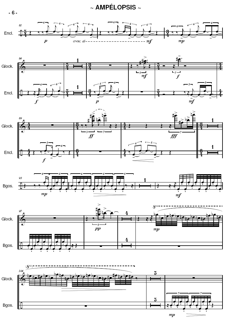 AMPÉLOPSIS for Percussion Ensemble - Six players